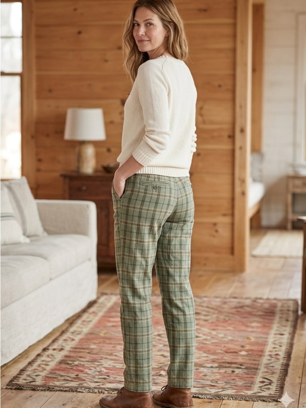 Sundance | Green Tartan Plaid Khaki Chinos| Sz 10